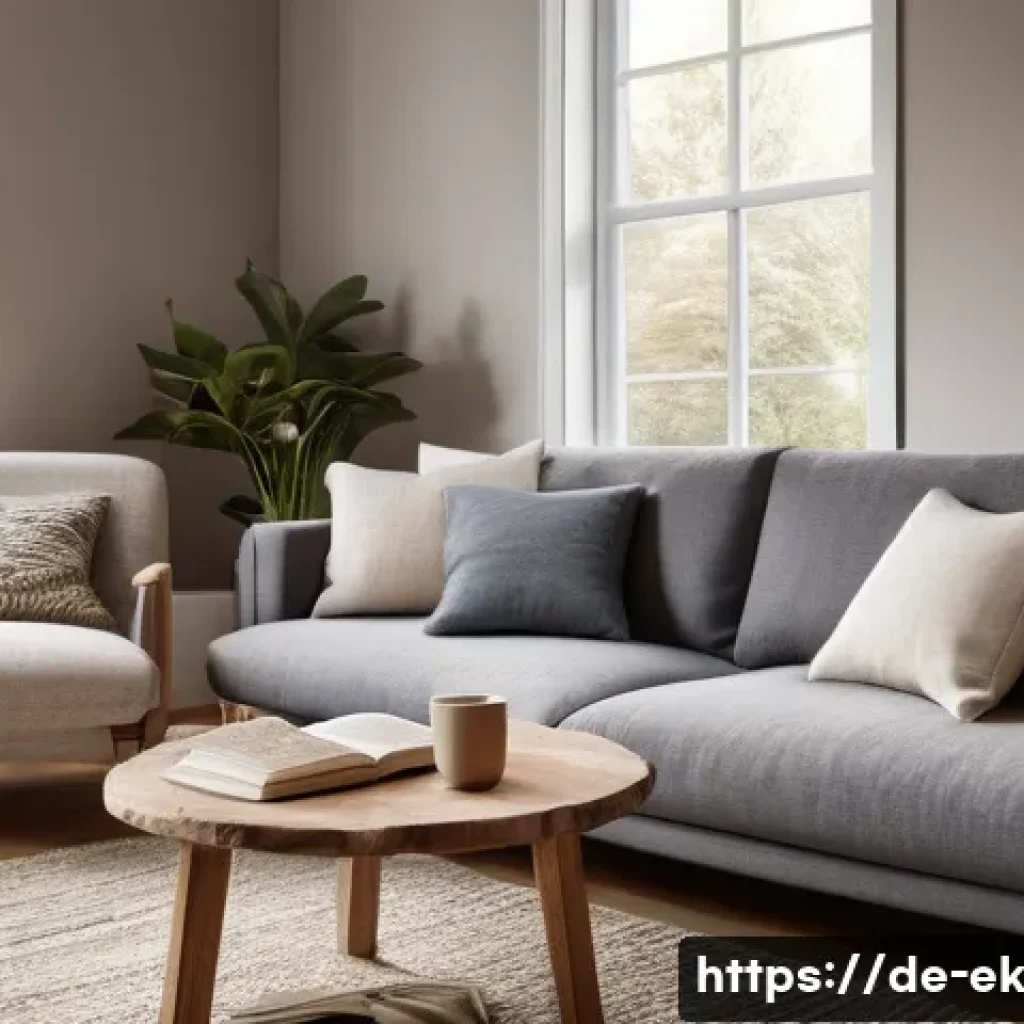 아이디어 생성의 문화적 접근 - A serene and inviting living room interior designed in the "Hygge" aesthetic. The room is bathed in ...