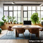 아이디어 생성의 자원 관리 기법 - A modern creative office space in Germany during daylight, featuring large windows with abundant nat...
